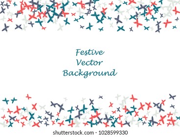 Festive butterfly confetti background. Frame vector pattern texture for holiday, postcard, poster, carnival, banner, birthday and children's parties. Butterfly cover mock-up. Wedding butterfly layout