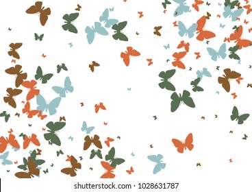 Festive butterfly confetti background. Frame vector pattern texture for holiday, postcard, poster, carnival, banner, birthday and children's parties.  