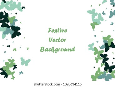 Festive butterfly confetti background. Frame vector pattern texture for holiday, postcard, poster, carnival, banner, birthday and children's parties.  