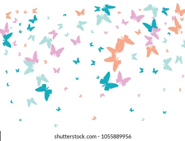 Fondo festivo de confeti mariposa. Textura vectorial de cuadro para fiestas, postales, afiches, carnaval, banner, cumpleaños y fiestas infantiles. Pieza de mariposa. Diseño de mariposa de bodas