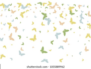 Festive butterfly confetti background. Frame vector pattern texture for holiday, postcard, poster, carnival, banner, birthday and children's parties. Butterfly cover mock-up. Wedding butterfly layout