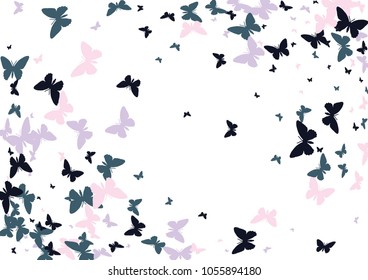 Festive butterfly confetti background. Frame vector pattern texture for holiday, postcard, poster, carnival, banner, birthday and children's parties. Butterfly cover mock-up. Wedding butterfly layout