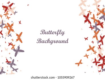 Festive butterfly confetti background. Frame vector pattern texture for holiday, postcard, poster, carnival, banner, birthday and children's parties. Butterfly cover mock-up. Wedding butterfly layout