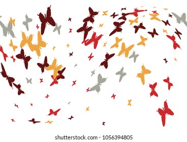 Festive butterfly confetti background. Frame vector pattern texture for holiday, postcard, poster, carnival, banner, birthday and children's parties. Butterfly cover mock-up. Wedding butterfly layout