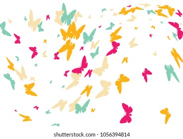 Festive butterfly confetti background. Frame vector pattern texture for holiday, postcard, poster, carnival, banner, birthday and children's parties. Butterfly cover mock-up. Wedding butterfly layout