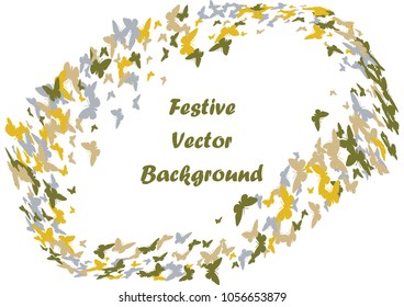 Festive butterfly confetti background. Frame vector pattern texture for holiday, postcard, poster, carnival, banner, birthday and children's parties. Butterfly cover mock-up. Wedding butterfly layout