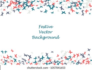 Festive butterfly confetti background. Frame vector pattern texture for holiday, postcard, poster, carnival, banner, birthday and children's parties. Butterfly cover mock-up. Wedding butterfly layout
