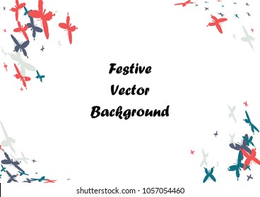 Festive butterfly confetti background. Frame vector pattern texture for holiday, postcard, poster, carnival, banner, birthday and children's parties. Butterfly cover mock-up. Wedding butterfly layout