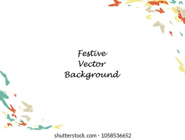 Festive butterfly confetti background. Frame vector pattern texture for holiday, postcard, poster, carnival, banner, birthday and children's parties. Butterfly cover mock-up. Wedding butterfly layout