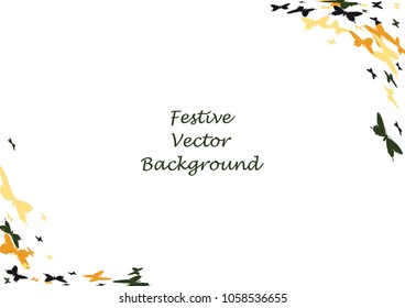 Festive butterfly confetti background. Frame vector pattern texture for holiday, postcard, poster, carnival, banner, birthday and children's parties. Butterfly cover mock-up. Wedding butterfly layout