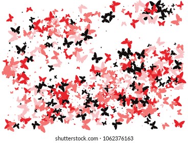 Festive butterfly confetti background. Frame vector pattern texture for holiday, postcard, poster, carnival, banner, birthday and children's parties. Butterfly cover mock-up. Wedding butterfly layout