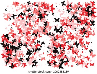 Festive butterfly confetti background. Frame vector pattern texture for holiday, postcard, poster, carnival, banner, birthday and children's parties. Butterfly cover mock-up. Wedding butterfly layout