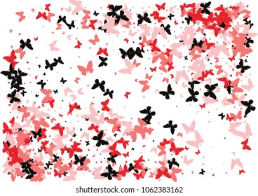 Festive butterfly confetti background. Frame vector pattern texture for holiday, postcard, poster, carnival, banner, birthday and children's parties. Butterfly cover mock-up. Wedding butterfly layout