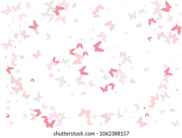 Festive butterfly confetti background. Frame vector pattern texture for holiday, postcard, poster, carnival, banner, birthday and children's parties. Butterfly cover mock-up. Wedding butterfly layout