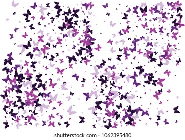 Festive butterfly confetti background. Frame vector pattern texture for holiday, postcard, poster, carnival, banner, birthday and children's parties. Butterfly cover mock-up. Wedding butterfly layout