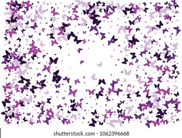 Festive butterfly confetti background. Frame vector pattern texture for holiday, postcard, poster, carnival, banner, birthday and children's parties. Butterfly cover mock-up. Wedding butterfly layout