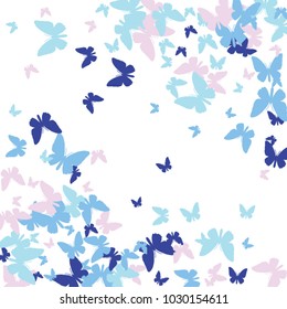 Festive butterfly confetti background. Square vector pattern texture for holiday, postcard, frame, carnival, poster, birthday and children's parties. Butterfly cover mock-up. Wedding butterfly layout