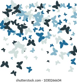 Festive butterfly confetti background. Square vector pattern texture for holiday, postcard, frame, carnival, poster, birthday and children's parties. Butterfly cover mock-up. Wedding butterfly layout