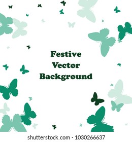 Festive butterfly confetti background. Square vector pattern texture for holiday, postcard, frame, carnival, poster, birthday and children's parties. Butterfly cover mock-up. Wedding butterfly layout