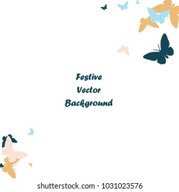Festive butterfly confetti background. Square vector pattern texture for holiday, postcard, frame, carnival, poster, birthday and children's parties. Butterfly cover mock-up. Wedding butterfly layout
