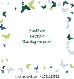 Festive butterfly confetti background. Square vector pattern texture for holiday, postcard, frame, carnival, poster, birthday and children's parties. Butterfly cover mock-up. Wedding butterfly layout