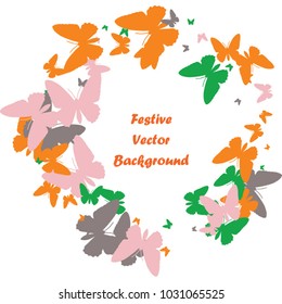 Festive butterfly confetti background. Square vector pattern texture for holiday, postcard, frame, carnival, poster, birthday and children's parties. Butterfly cover mock-up. Wedding butterfly layout