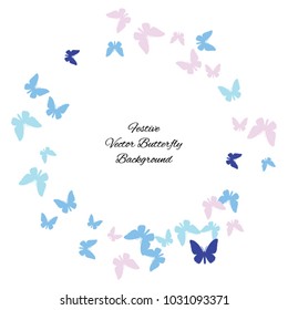 Festive butterfly confetti background. Square vector pattern texture for holiday, postcard, frame, carnival, poster, birthday and children's parties. Butterfly cover mock-up. Wedding butterfly layout
