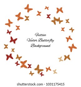 Festive butterfly confetti background. Square vector pattern texture for holiday, postcard, frame, carnival, poster, birthday and children's parties. Butterfly cover mock-up. Wedding butterfly layout
