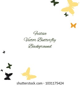 Festive butterfly confetti background. Square vector pattern texture for holiday, postcard, frame, carnival, poster, birthday and children's parties. Butterfly cover mock-up. Wedding butterfly layout