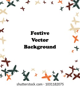 Festive butterfly confetti background. Square vector pattern texture for holiday, postcard, frame, carnival, poster, birthday and children's parties. Butterfly cover mock-up. Wedding butterfly layout