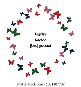 Festive butterfly confetti background. Square vector pattern texture for holiday, postcard, frame, carnival, poster, birthday and children's parties. Butterfly cover mock-up. Wedding butterfly layout