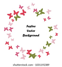 Festive butterfly confetti background. Square vector pattern texture for holiday, postcard, frame, carnival, poster, birthday and children's parties. Butterfly cover mock-up. Wedding butterfly layout