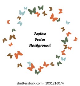 Festive butterfly confetti background. Square vector pattern texture for holiday, postcard, frame, carnival, poster, birthday and children's parties. Butterfly cover mock-up. Wedding butterfly layout