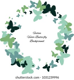 Festive butterfly confetti background. Square vector pattern texture for holiday, postcard, frame, carnival, poster, birthday and children's parties. Butterfly cover mock-up. Wedding butterfly layout