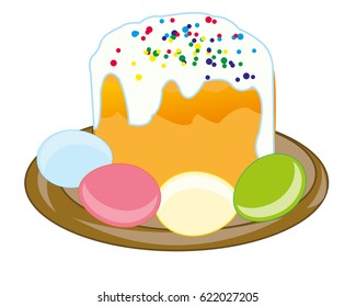 Festive cake and colour egg to orthodox holiday easter