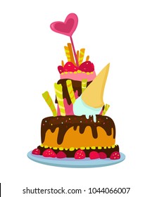 Festive cake decorated with sweets