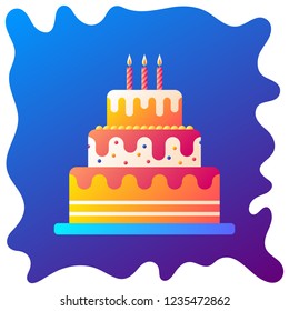 Festive cake gradient flat icon with fluid background.