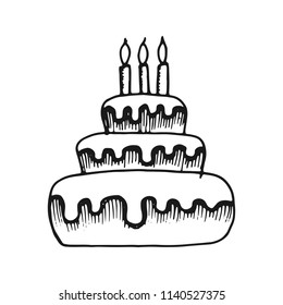 festive cake hand drawing vector. isolated object on white background