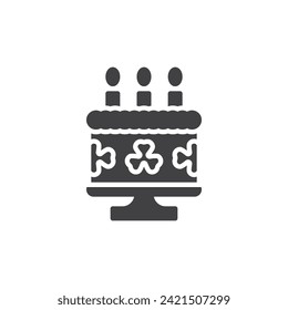Festive cake with shamrock clover vector icon. filled flat sign for mobile concept and web design. St. Patrick's Day Cake glyph icon. Symbol, logo illustration. Vector graphics