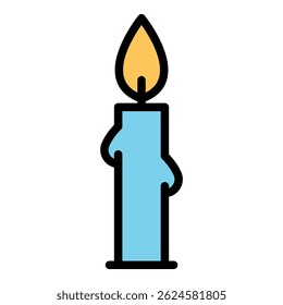 Festive candle icon. Outline festive candle vector icon color flat isolated