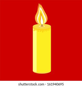 festive candle on a red background, vectorial illustration