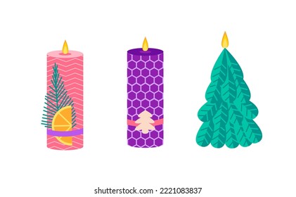 Festive candles of different shapes
