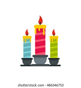 Festive candles icon in flat style isolated on white background. Holiday symbol vector illustration