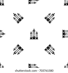 Festive candles pattern repeat seamless in black color for any design. Vector geometric illustration