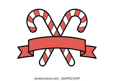 Diseño festivo del bastón de caramelo con la cinta