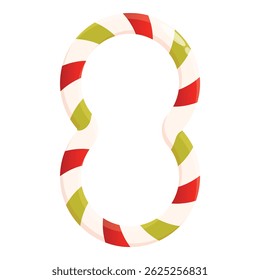 Festive candy cane forming the number eight, perfect for christmas projects