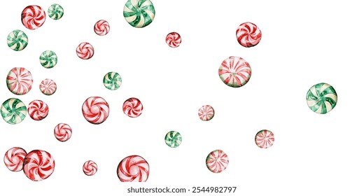 Festive candy cane and peppermint swirl on a white background. Perfect for holiday-themed designs, wrapping paper, and festive decorations. Vibrant red and white colors evoke the spirit of Christmas.