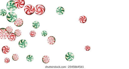 Festive candy cane and peppermint swirl on a white background. Perfect for holiday-themed designs, wrapping paper, and festive decorations. Vibrant red and white colors evoke the spirit of Christmas.