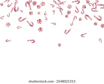 Festive candy cane and peppermint swirl on a white background. Perfect for holiday-themed designs, wrapping paper, and festive decorations. Vibrant red and white colors evoke the spirit of Christmas.