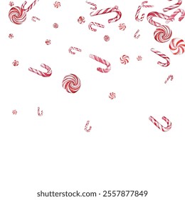 Festive candy cane and peppermint swirl on a white background. Perfect for holiday-themed designs, wrapping paper, and festive decorations. Vibrant red and white colors evoke the spirit of Christmas.